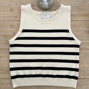 La Ligne Cashmere Stripe Sweater Vest – Ivory/Black – XL